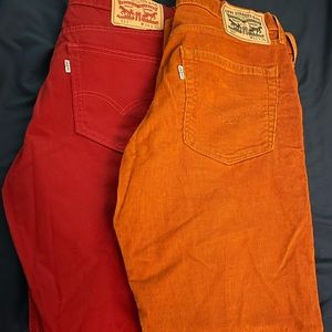 Both worn once,34/30 red slacks,33/30 rust corduroy pants. Clean